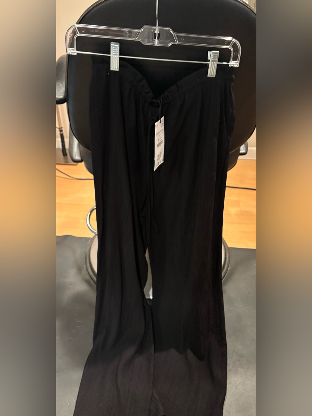 Zara Black Wide-Leg Drawstring Pants
